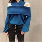 Off Shoulder Sexy One-neck Blouse Loose Knit Bottoming Shirt Fashion Outer Wear Spring and Autumn Jacket