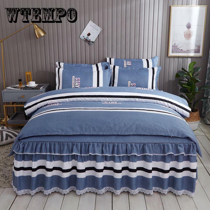 Cotton Bed Linen Lace Bedding Set Luxury Embroidery Bed Sheet Set Bedding Set Queen/king Size
