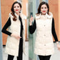 Women's Winterized Vest Detachable Hood Warm Oversized Mid-Length Mommy Jacket