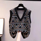 Women's Spring and Autumn Vest Knitting Women's Sweater Vest Vest Retro Vest V-neck Loose Outfit