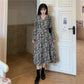 French Retro Floral Bottoming Long Dress Korean Version Loose and Thin Hepburn Printed Female Long Skirt