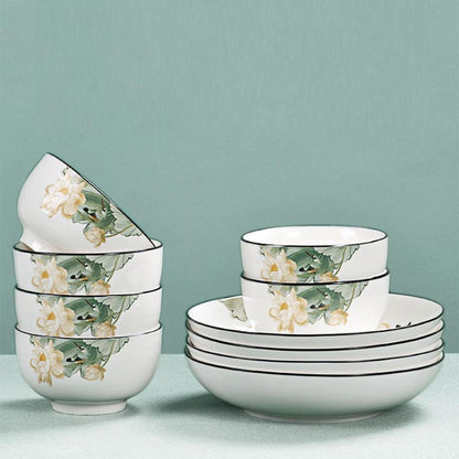 Rice Bowl Ceramic Bowl Household Rice Bowl Glazed Chinese Tableware Thickened Noodle Bowl Rice Bowl Soup Bowl Porcelain Bowl