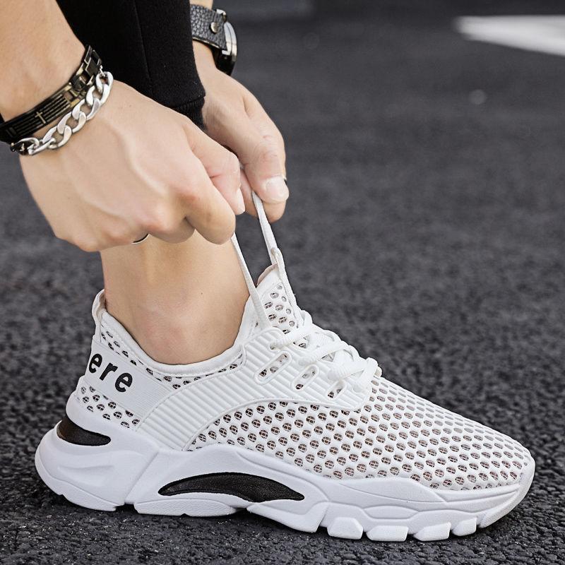 Summer Thin Sports Shoes Men's Breathable Mesh Surface Trend Casual All-match Light Running Shoes