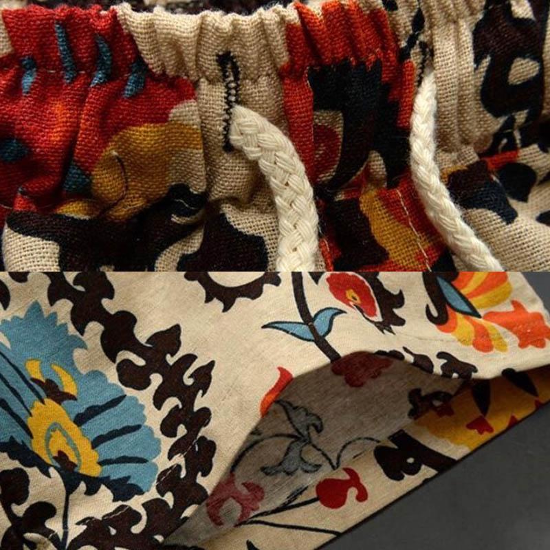 Men's Summer Cotton and Linen Shorts Casual Loose Breathable Beach Pants Home Plus Size Five-point Pants