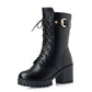 Cotton Warm Martin Boots Women Winter Plus Velvet Mid-tube Short Boots with Thick High-heeled Cotton Shoes