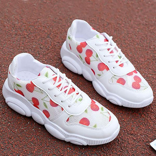 Cherry Shoes Female Students Korean Version of Breathable Net Shoes Female Cubs Sports Daddy Shoes