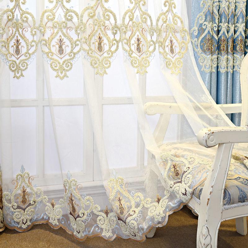 1/2pcs Luxury European-style Embroidered Thick Curtains for Living Room Balcony Bedroom Two-layer Blackout Curtain