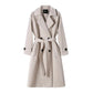 Autumn and Winter Woolen Coat Hepburn Style Fashion Waist Woolen Coat Women's Mid-length Thick Over-the-knee Woolen Coat