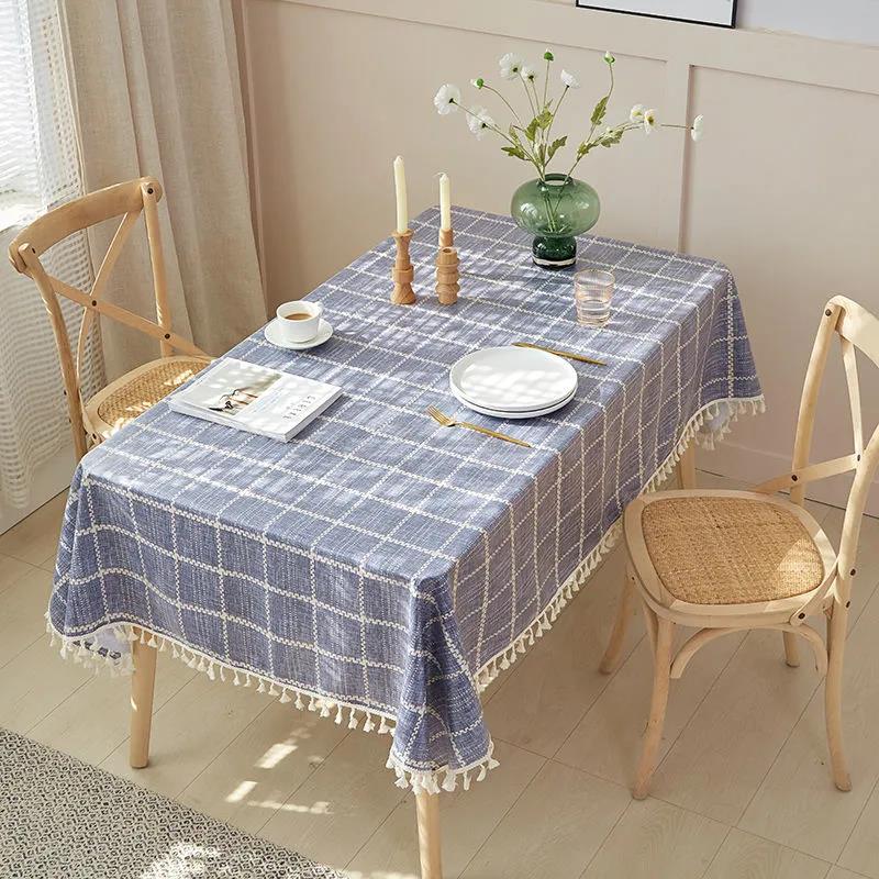 Waterproof and Oil-proof Table Cloth Rectangular Household Living Room Cotton and Linen Tablecloth