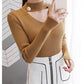 V-Neck Winter Pullover Sweater Knitted Long Sleeves Bright Colors Sweater Thick Warm Femme Jumper