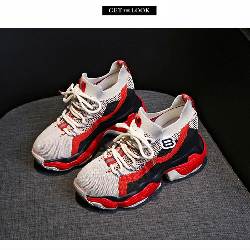 Roman Breathable Chunky Sneakers Women Summer Mesh Slip-on Woman Casual Sneakers Thick Sole Women Shoes