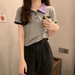 Women's Summer Short Sleeve T-Shirts Polo Collar Cropped Tops Women