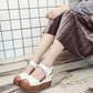 Summer  Korean Version  Increase  Velcro High-heeled Shoes Thin Wedge Shoes Waterproof Platform Fish Mouth Sandals Women’s Shoes