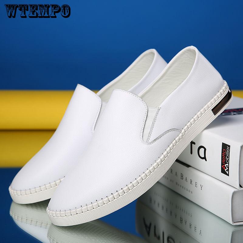 Leather Casual Shoes Men Sneakers White Comfortable Breathable Sneakers Outdoor Shoes