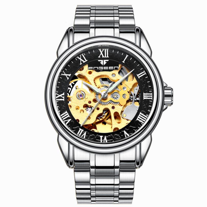 Top Brand Luxury Retro Stainless Steel Men Watch Sport Mechanical Skeleton Watches Clock