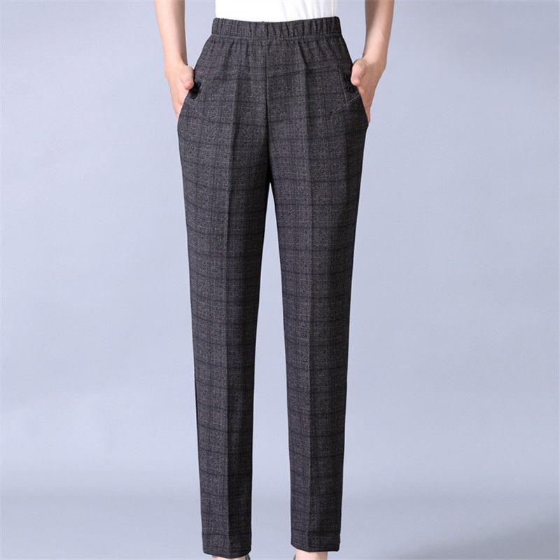 Middle-aged and Elderly Women's Trousers Large Size Loose Straight Leg Pants Mother Elastic High Waist Casual Pants Grandma Stretch Trousers