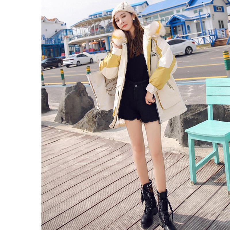 Winter Plus Velvet Thick Women's Cotton-padded Jacket Fashion Mid-length Color Matching Loose Parker Cotton