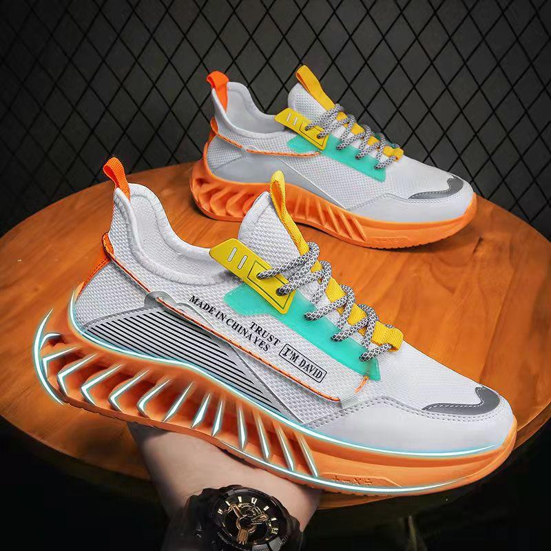 Spring Summer Men's Shoes Sports Casual Shoes Korean Version Deodorant Breathable Thin Mesh Flying Knit Shoes Coconut Shoes