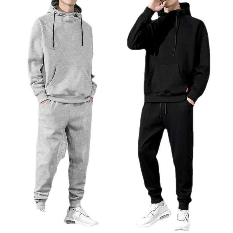 Autumn Simple Sportswear Suit Cardigan Hooded Sweater Suit Casual Loose Solid Color Versatile Trend Youth Jacket