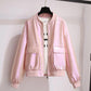 Pink Baseball Uniform Women's Shiny Short Jacket 2021 Spring and Autumn Thin Jacket