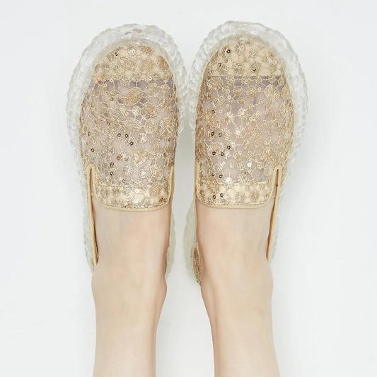 Platform Crystal Women's Shoes Summer One-step Lace All-match Loafers Casual Breathable Shoes