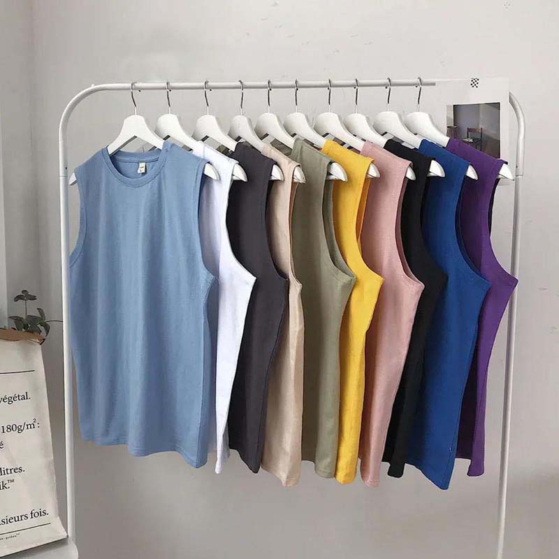 Pure Cotton Vest Summer Loose Solid Color Sleeveless Sports Fitness Waistcoat Vest