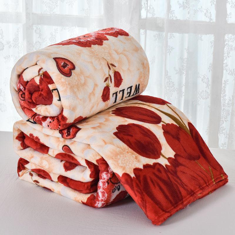 Home Textiles Flannel Plus Fleece Blanket Super Warm Soft Solid Blanket Coral Fleece Bedspread Mattress