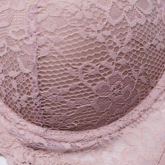 Autumn and Winter Thin Push-up Bra with Steel Ring Large Size Large Adjustable Sexy Lace Jacquard Breathable Anti-sagging Bra