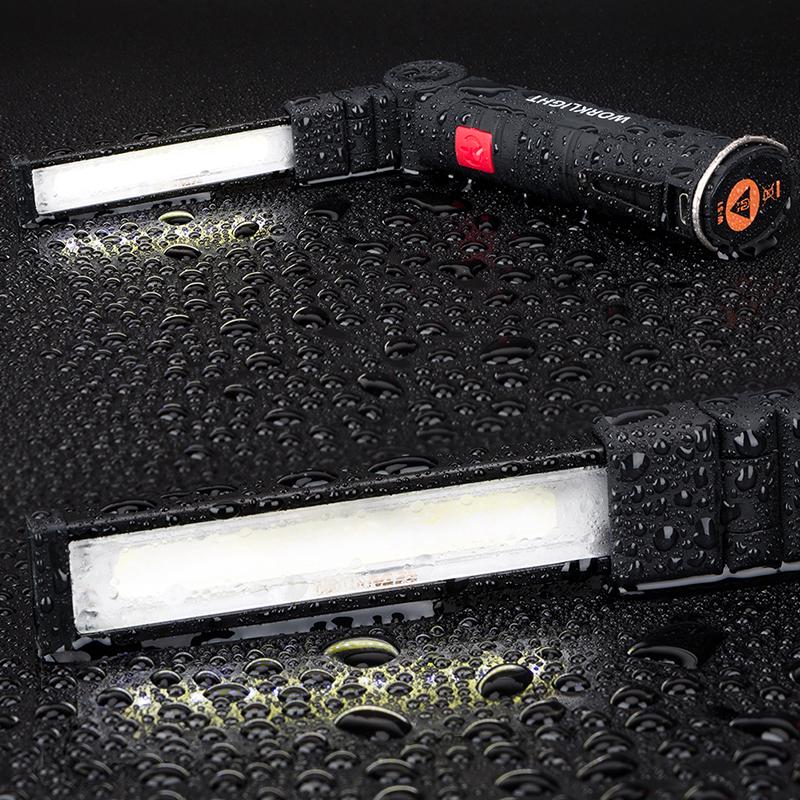 360° Folding USB Rechargeable COB Work Light LED Red Light Strong Light Emergency Flashlight Inspection Light