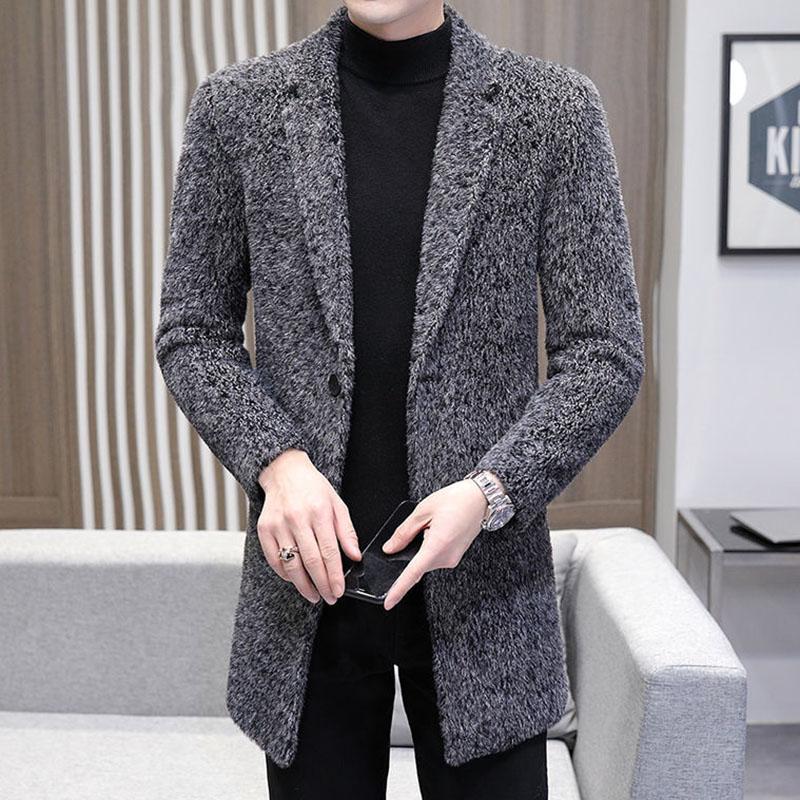 Winter Mid-length Woolen Coat Men's Young and Middle-aged Casual Winter Coat Men's High-end Woolen Trench Coat