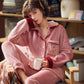 Winter Pajamas for Women Velvet Pyjamas Set Coral Fleece Sleepwear Suit Flannel Warm Home Wear Casual Loose Thick Nightwear Long Sleeve Tops Pants
