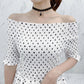 Plus Size Polka Dot Layered Dress Slash Neck Off-shoulder Party Evening Dress Summer