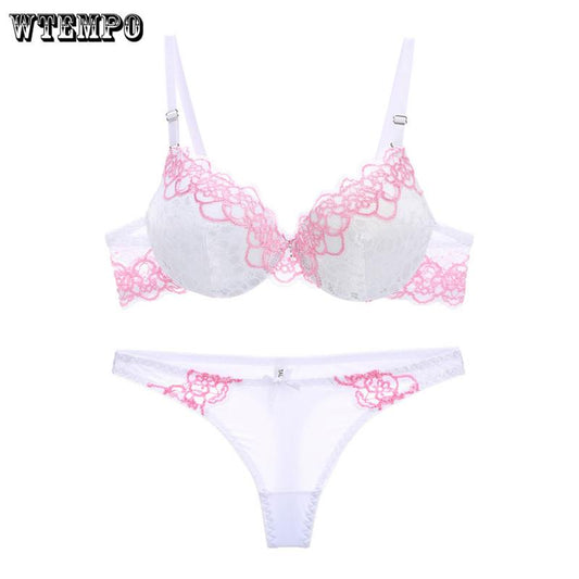 Bralette Embroidered Pineapple Strawberry Thin Sexy Transparent Bra and Panty Set Super Underwear