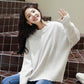 Autumn and Winter Sweater Women's Hedging Loose Solid Color Petal Collar Base Sweater