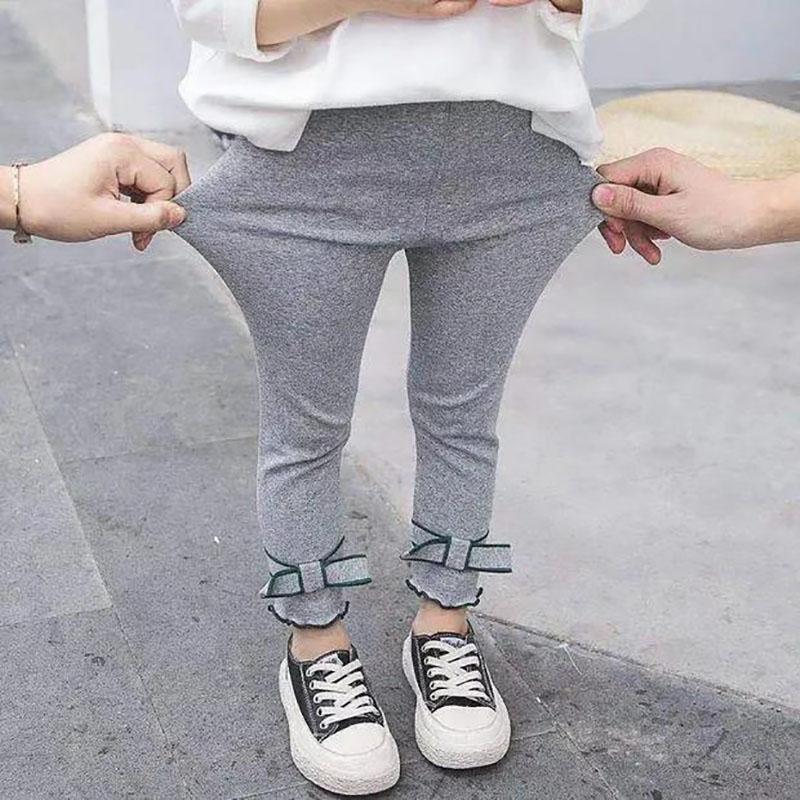 Girls' Leggings Spring and Autumn All-match Outer Wear Trousers Casual Pants Solid Color Slim Stretch Pants Foot Pants