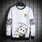 Spring and Autumn Men's Round Neck Sweater Youth Bottoming Shirt Middle School Student Shirt Cartoon Printing Trend Long-sleeved T-shirt Men