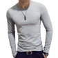 Stretch T-shirt Men Slim Tees Casual Bottoming Shirt Solid Color Pullover Long Sleeve Overshirt Male Clothing Fitness Top