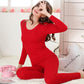 Autumn and Winter Women's Thermal Underwear Plus Velvet Thickening Suit Body Tight Bottoming