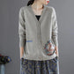 Vintage Cardigan Short Ladies Sweater Spring Loose Jacquard Knit Long Sleeve Jacket
