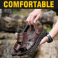 Men Leather Sandals Summer Classic Peep Toe Slippers Soft Sandals Men Roman Comfortable Outdoor Walking Footwear