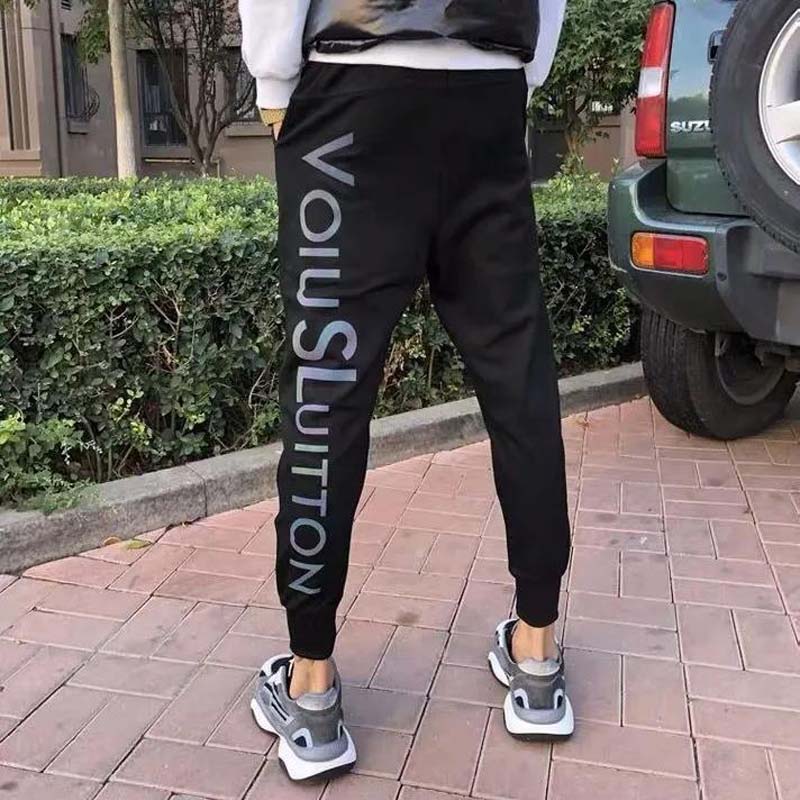 Men's Spring and Summer New Arrivals Black Cropped Harem Knit Sweatpants