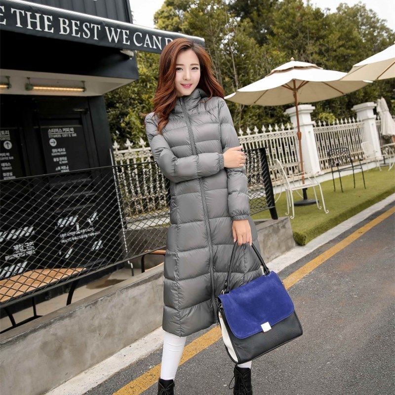 Women's Padded Down Jacket Long Over-the-knee Over-length Slim Hooded Plus Size Winter Jacket