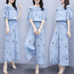 Suit Women Summer Two-piece Trousers Loose Floral Blouse Wide-leg Pants Casual Suit Temperament Elegant Sweet Cute Chiffon Suit