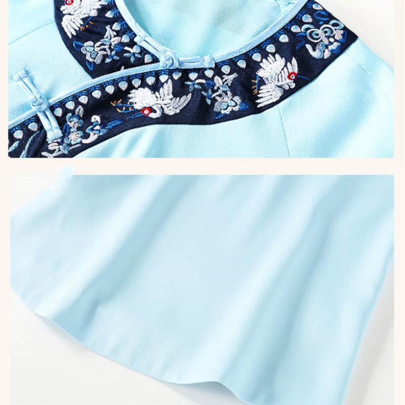 Improved Cheongsam Top Ladies Antique Embroidery Retro Buckle Short Tang Suit Shirt