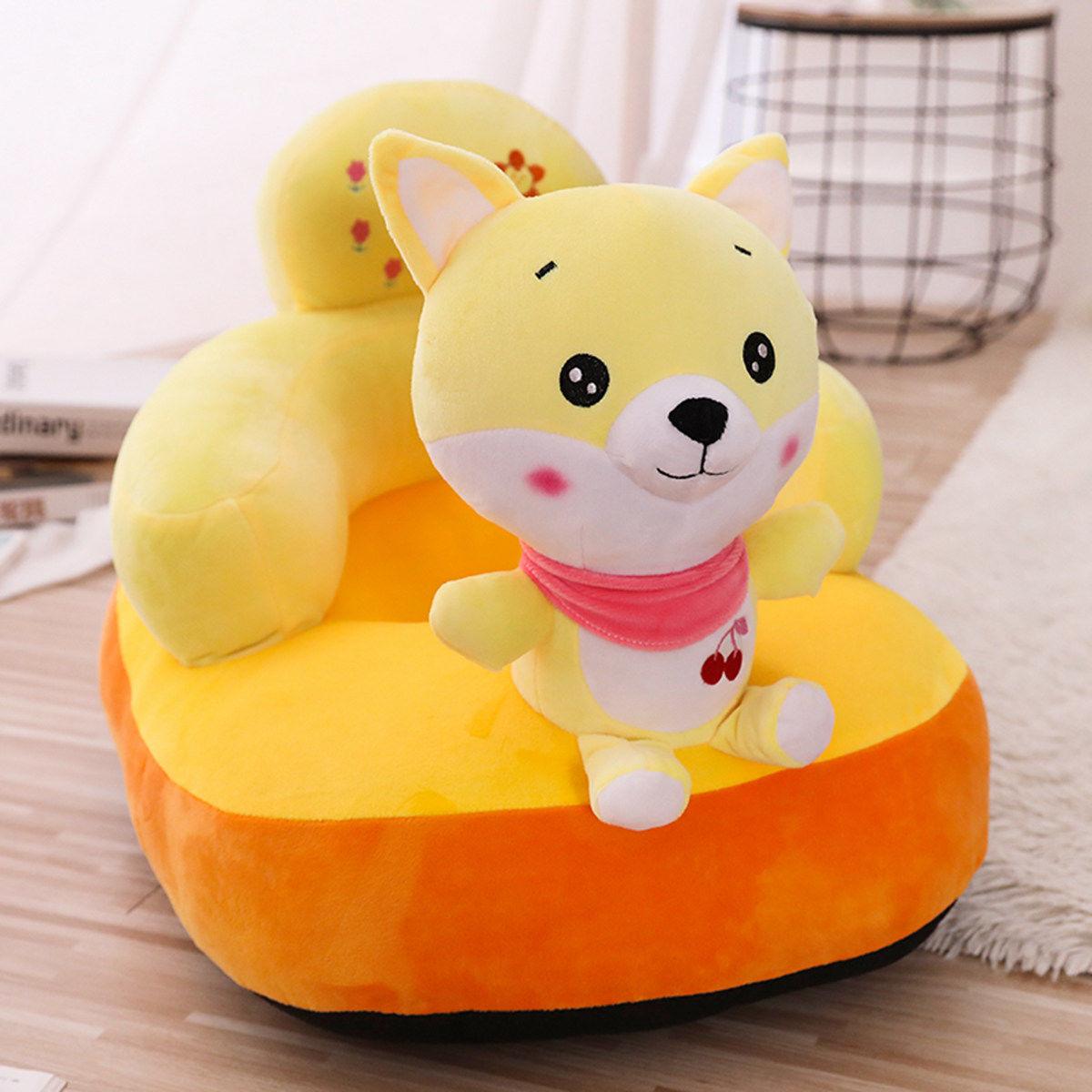 Children 4 Months-4 Years Old Cartoon Animal Seat High Elastic Sponge Bedroom Living Room Baby Room Thicker and Softer Plush Baby Sofa