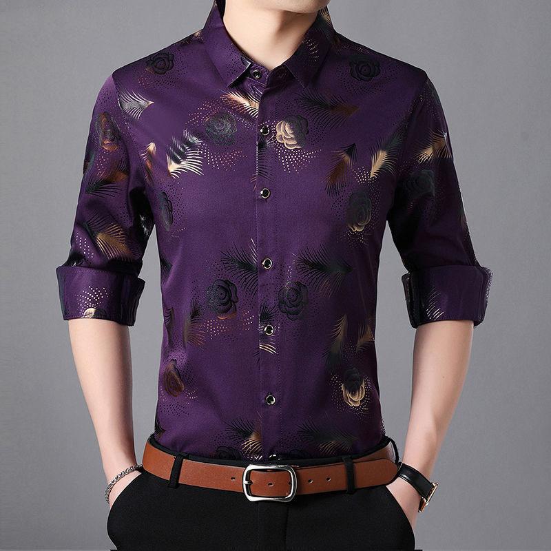 Men's Long Sleeve Slim Shirt Korean Fashion Trend Shirt Casual Business British Hair Stylist Clothes