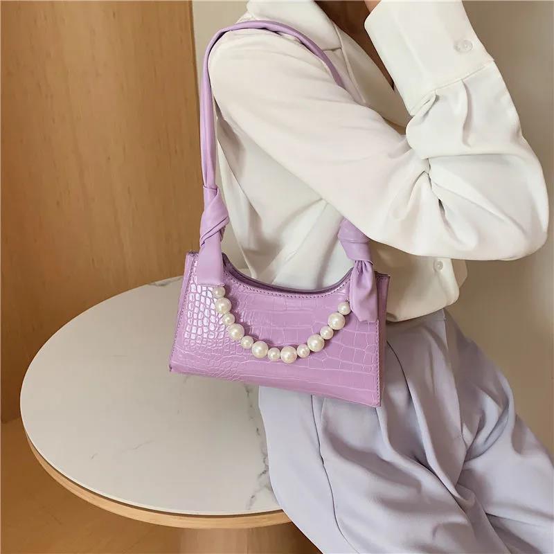 Crocodile Pattern Small PU Leather Armpit Bag For Women Shoulder Handbags Lady Simple Hand Bag Beautiful