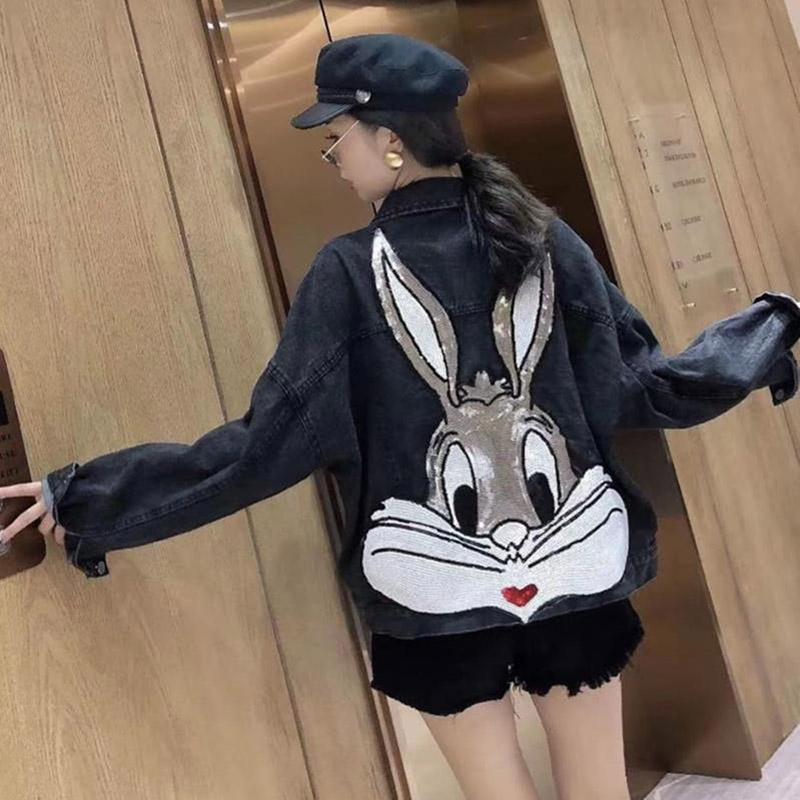 Spring and Autumn Denim Personality Student Jacket Coat Women