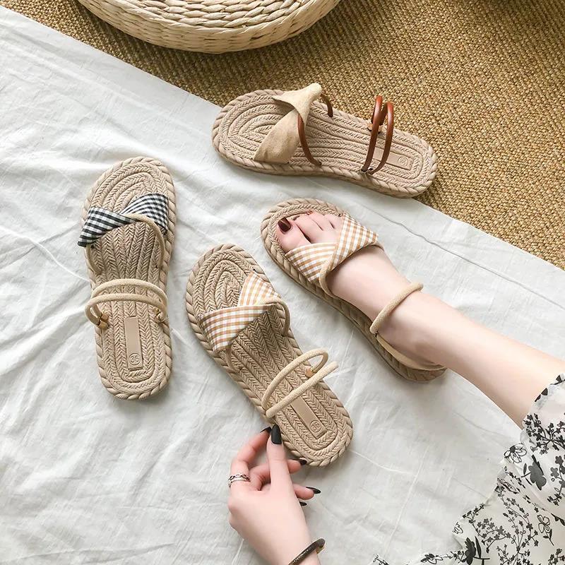 Summer Fashion Flat Sandals and Slippers Simple Versatile Casual Lazy Shoes Outdoor Beach Sandals