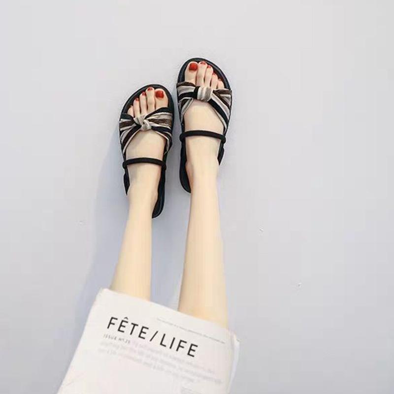 Summer Two-wear Sandals Female Fashion All-match Korean Fairy Style Students Rome Flat Beach